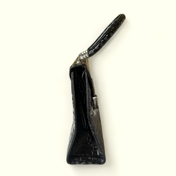 Vintage Glen Miller for Ann Turk Genuine Leather Crocodile Print Black Handbag - Picture 3 of 7